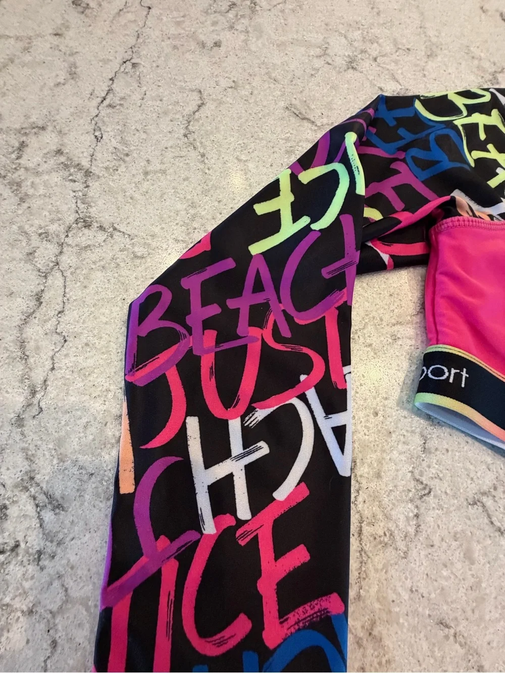 Justice Sport Girls Long Sleeve Cropped Swim Rash Guard / Active Top L